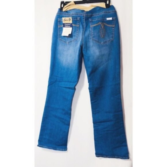 Seven7 Maternity Womens 5 Pockets Cropped Flared Bootcut Jeans Sz 12 New - Picture 8 of 10